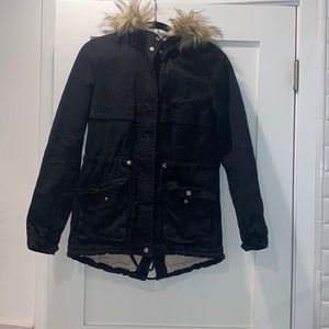 Black Fur hooded coat